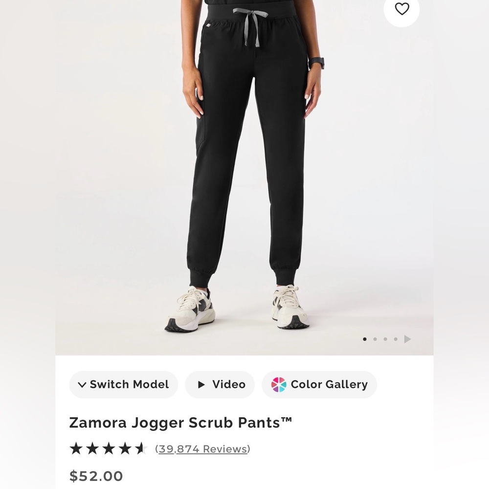 Figs Zamora Jogger Scrub Pants in Black with Gray Drawstring